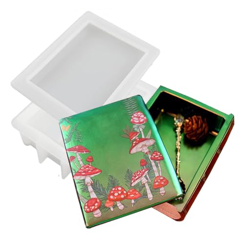 BIGEBO Buch-Harzform mit Deckel, 3D-Kerzenhalter, Schmuckbehälter, Sukkulenten, Blumentopf, DIY, Kunstguss, Handwerk, Heimdekoration, Silikonform für Beton- und Epoxidharz-Projekte von BIGEBO