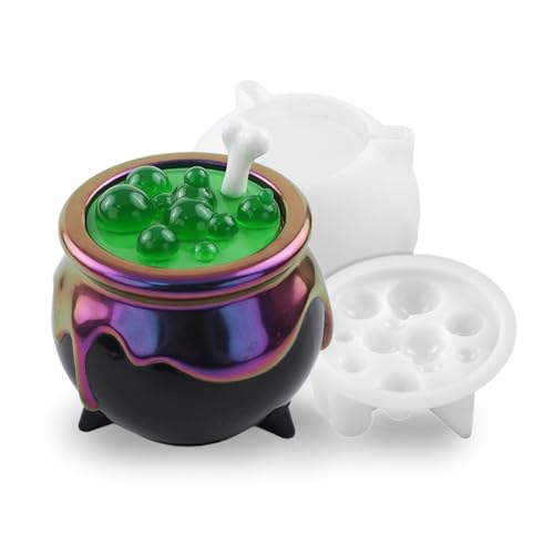 BIGEBO Glasform aus Kunstharz mit Deckel, Halloween-Kerzengefäß, Silikonform für Epoxidharzguss, DIY-Schmuck, Schmuckbehälter (Knochen) von BIGEBO