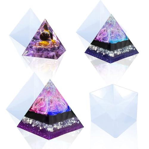 BIGEBO Große Silikon-Pyramidenformen, 3 Stück, transparente Pyramiden-Silikonformen mit Kunststoffrahmen, perfekt für DIY-Schmuck, Briefbeschwerer, Heimdekoration von BIGEBO