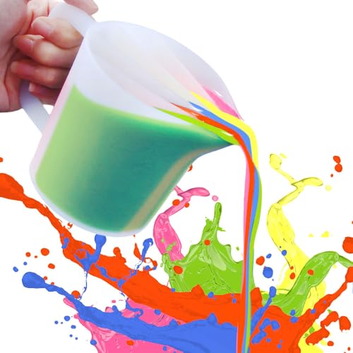 BIGEBO Silikon-Spilt Cup, 5-K Wiederverwendbarer Harz Split Pouring Cup mit Griff Harz Mischen Split Cup für Farbe Gießen Harz Kunst Fluid Art BIGEBO Silikon-Spilt Cup, 5-K Wiederverwendbarer Harz Split Pouring Cup mit Griff Harz Mischen Split Cup für Farbe Gießen Harz Kunst Fluid Art von BIGEBO