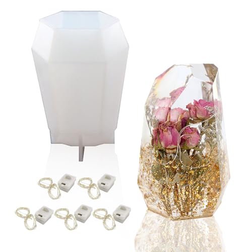 Große Edelstein-Harzform, Epoxidharz, Gießform für Blumen-Konservierung, Buchstützen mit 5 Lichterketten ohne Batterie Große Edelstein-Harzform, Epoxidharz, Gießform für Blumen-Konservierung, Buchstützen mit 5 Lichterketten ohne Batterie von BIGEBO