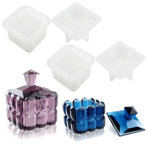 Harz-Glasform, quadratisch, Vintage-Stil, mit Deckel, für Schmuck, Anhänger, Halskette, Ornament, Aufbewahrungshalter, Heimdekoration, 2 Stück Harz-Glasform, quadratisch, Vintage-Stil, mit Deckel, für Schmuck, Anhänger, Halskette, Ornament, Aufbewahrungshalter, Heimdekoration, 2 Stück von BIGEBO
