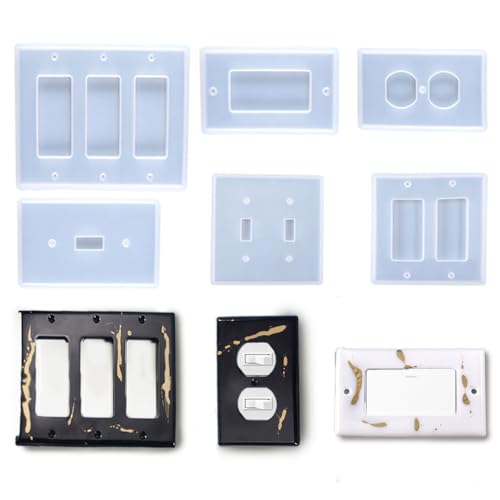Lichtschalter-Abdeckungs-Harz-Formen, 6-teiliges Silikon-Standard-Lichtschalter-Abdeckplatten-Set für Epoxidguss, Steckdosenplatte, DIY-Heimdekoration von BIGEBO