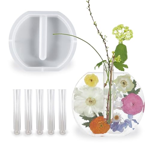 Ovale Silikonformen für Harz, Blumen-Pflanzgefäß, Vase, Silikonformen mit 5 Reagenzgläsern für Kunstharz, Basteln, Blumentopf, Geschenk, Heimdekoration von BIGEBO