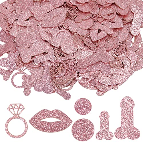 YOLOUP JGA Konfetti Rosegold Bride to be Streudeko glitzerndes Papier Konfetti lustige Party Dekoration für Junggesellinnenabschied wedding Damen Geburtstagsparty Deko (ca. 350 pcs,5 Stil) von YOLOUP