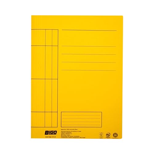 Original BIGO 10 Stück Schnellhefter Aus Karton gelb TINCTA | Einschlagmappe | Ordnungsmappe | Dokumentenmappe | Umlaufmappe | Ideal für Büro,Schule und mobile Organisation | von BIGO