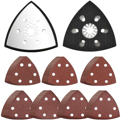 BIGP 2 Stück Schleifplatte Dreieck, Multitool Schleifplatter 93mm mit 70 Dreieckschleifer Schleifpapier, Gemischt je 10 Blatt 60 80 120 180 240 320 400 für Schleifdreiecke BIGP 2 Stück Schleifplatte Dreieck, Multitool Schleifplatter 93mm mit 70 Dreieckschleifer Schleifpapier, Gemischt je 10 Blatt 60 80 120 180 240 320 400 für Schleifdreiecke von BIGP