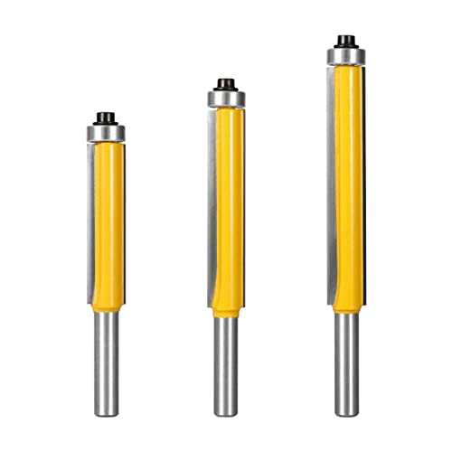 BIGP 3 Stück 8mm Schaft Bündigfräser Set, Top mit Kugellager Lagerspülbohre, extra langes, gerades Fräser Schneidmesser für Holzbearbeitung BIGP 3 Stück 8mm Schaft Bündigfräser Set, Top mit Kugellager Lagerspülbohre, extra langes, gerades Fräser Schneidmesser für Holzbearbeitung von BIGP