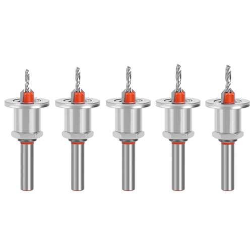 BIGP 5 Stücke Senkbohrer Holz Set, 8 mm Bohrsenker mit Tiefenanschlag, Bohrer mit Senker, Senker Metall und Senkbohrer Holz, Holzbohrer mit Senker für Holzbearbeitung, Kunststoff, Bohren von BIGP