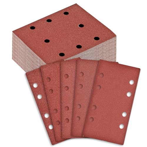BIGP Schleifpapier Klett Set 100 Stück, 93 x 230 mm mit 8 Löchern für Staubabsaugung, Körnung 40 60 80 120 240, Kompatibel mit Multischleifer & Schwingschleifer, für Holz, Metall, Farbe BIGP Schleifpapier Klett Set 100 Stück, 93 x 230 mm mit 8 Löchern für Staubabsaugung, Körnung 40 60 80 120 240, Kompatibel mit Multischleifer & Schwingschleifer, für Holz, Metall, Farbe von BIGP