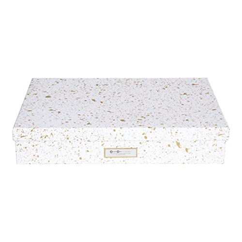 BIGSO BOX OF SWEDEN SVERKER Dokumentenbox für Unterlagen im A3-Format – Schreibtischablage mit Deckel und Griff – Aufbewahrungsbox aus Faserplatte und Papier – Gold gesprenkelt von BIGSO BOX OF SWEDEN