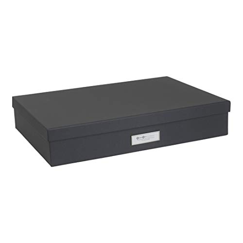 Bigso Box of Sweden SVERKER Dokumentenbox für Unterlagen im A3-Format – Schreibtischablage mit Deckel und Griff – Aufbewahrungsbox aus Faserplatte und Papier – dunkelgrau von BIGSO BOX OF SWEDEN