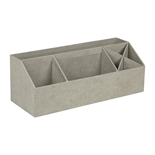 Bigso Box of Sweden Schreibtisch Organizer mit 4 Fächern – Ordnungssystem für Zettel, Büroklammern, Stifte usw. – Sortierkasten aus Faserplatte und Papier in Leinenoptik – beige von BIGSO BOX OF SWEDEN