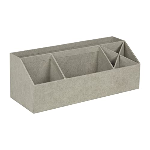 BIGSO BOX OF SWEDEN ELISA Schreibtisch Organizer mit 4 Fächern – Ordnungssystem für Zettel, Büroklammern, Stifte usw. – Sortierkasten aus Faserplatte und Papier in Leinenoptik – beige von BIGSO BOX OF SWEDEN