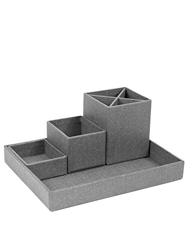 BIGSO LENA Schreibtisch Organizer für Stifte, Büroklammern, Haftnotizen usw. – Sortierkasten mit 4 Fächern – Ordnungssystem aus Faserplatte und Papier in Leinenoptik – grau BIGSO LENA Schreibtisch Organizer für Stifte, Büroklammern, Haftnotizen usw. – Sortierkasten mit 4 Fächern – Ordnungssystem aus Faserplatte und Papier in Leinenoptik – grau von BIGSO BOX OF SWEDEN