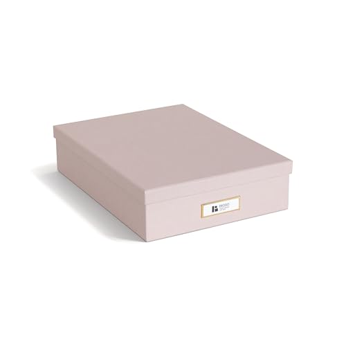 BIGSO OSKAR Dokumentenbox für A4 Papier, Broschüren usw. – Schreibtischablage mit Deckel und Griff – Aufbewahrungsbox aus 100% recycelter Faserplatte und Papier in Leinenoptik – rosa von BIGSO BOX OF SWEDEN