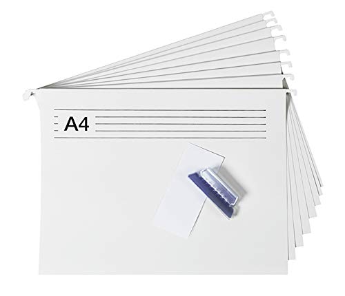 Bigso Box of Sweden 8er-Set Hängemappen inklusive Labels – Hängehefter aus Karton für die JOHAN Ordnungsbox – praktische Dokumentenaufbewahrung für Rechnungen, Rezepte oder Anleitungen – weiß von BIGSO BOX OF SWEDEN