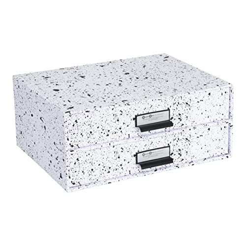 Bigso Box of Sweden BIRGER Schubladenbox für Dokumente und Bürobedarf – Schreibtisch Organizer mit 2 Schubladen – Ablagesystem aus Faserplatte und Papier – schwarz gesprenkelt von BIGSO BOX OF SWEDEN