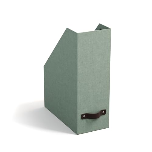 Bigso Box of Sweden ESTELLE Stehsammler für Zeitschriften, Magazine und Akten – praktischer Organizer aus Faserplatte und Papier in Leinenoptik – stabiler Zeitschriftenhalter mit Griff – mintgrün von BIGSO BOX OF SWEDEN