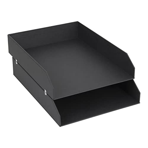 BIGSO Hakan 2er-Set Briefablage für den Schreibtisch – stapelbare Ablagefächer für Briefe, Dokumente usw, – Ordnungssystem aus Faserplatte mit Papier-dunkelgrau von BIGSO BOX OF SWEDEN