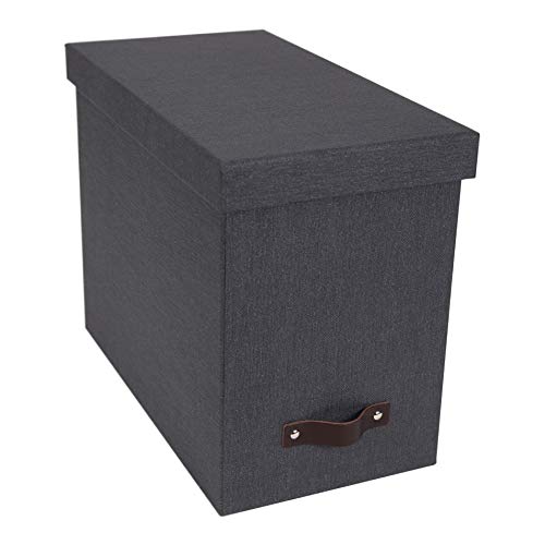 BIGSO BOX OF SWEDEN JOHAN Hängeregisterbox mit Deckel – stilvolle Archivschachtel inklusive 8 Hängehefter – Hängemappenbox aus Faserplatte und Papier – schwarz von BIGSO BOX OF SWEDEN