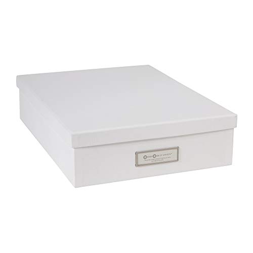 Bigso Box of Sweden OSKAR Dokumentenbox für A4 Papier, Broschüren usw. – Schreibtischablage mit Deckel und Griff – Aufbewahrungsbox aus Faserplatte und Papier – weiß von BIGSO BOX OF SWEDEN