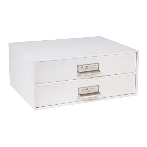 Bigso Box of Sweden BIRGER Schubladenbox für Dokumente und Bürobedarf – Schreibtisch Organizer mit 2 Schubladen – Ablagesystem aus Faserplatte und Papier – weiß von BIGSO BOX OF SWEDEN