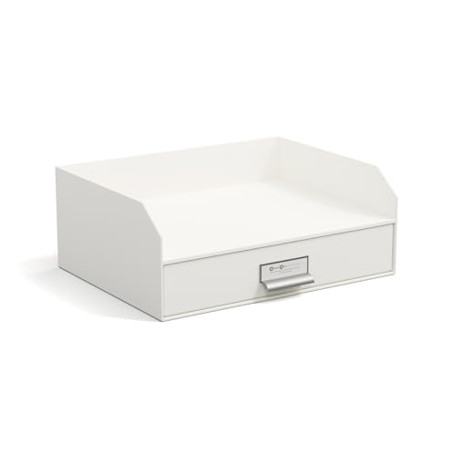 Bigso Box of Sweden WALTER Briefablage mit integrierter Schublade – praktische Ablagefläche für Briefe, Dokumente usw. – Ordnungssystem aus Faserplatte mit Papier – weiß von BIGSO BOX OF SWEDEN