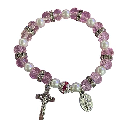 2 farbige Vintage-Armbänder mit katholischem Charm, Kristall-Perlen, Stretch-Armbänder für Damen und Herren, Schmuck, religiöse Geschenke 2 farbige Vintage-Armbänder mit katholischem Charm, Kristall-Perlen, Stretch-Armbänder für Damen und Herren, Schmuck, religiöse Geschenke von BIGULA