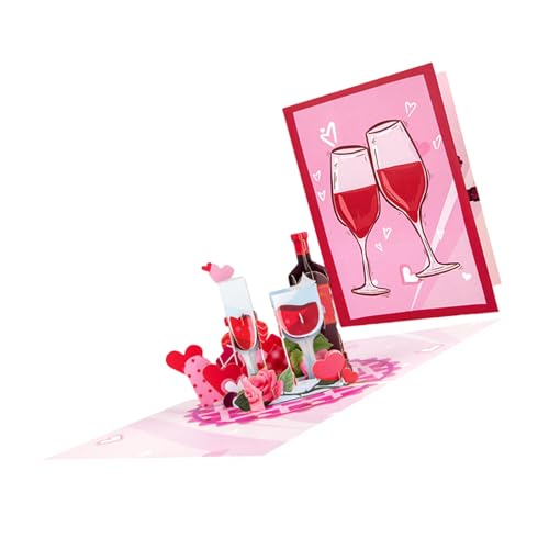 3D-Grußkarte in Herzform, Weinflasche, mit Umschlag, Valentinstags-Grußkarte für Ehemann, Ehefrau, Familie und Freund 3D-Grußkarte in Herzform, Weinflasche, mit Umschlag, Valentinstags-Grußkarte für Ehemann, Ehefrau, Familie und Freund von BIGULA
