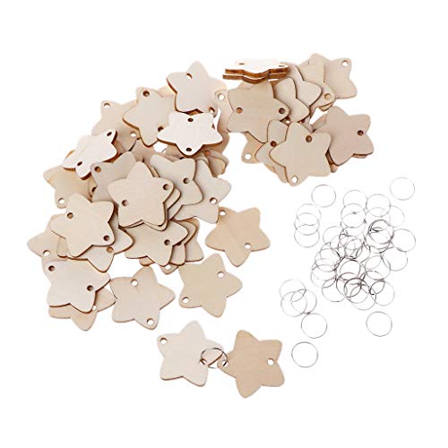 50 Stück Stern-Holzscheiben mit 50 Eisen, Set für Geburtstagserinnerung, hängende Pl 50 Stück Stern-Holzscheiben mit 50 Eisen, Set für Geburtstagserinnerung, hängende Pl von BIGULA