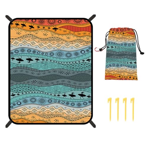 BIGULA Farbenfroher Outdoor-Teppich, geräumige Stranddecke, leicht zu pflegen, Camping, Picknick-Pad, bunte Matte für Reisen und Entspannung BIGULA Farbenfroher Outdoor-Teppich, geräumige Stranddecke, leicht zu pflegen, Camping, Picknick-Pad, bunte Matte für Reisen und Entspannung von BIGULA