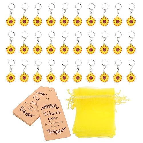 BIGULA Sonnenblumen Schlüsselanhänger Sommer Dekorativer Charme Ornament Basteln Haushalt Für Babyparty Party Gastgeschenk Zubehör Neuheits Schlüsselanhänger von BIGULA