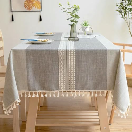 BIHOOA Baumwoll-Leinen-Tischdecken, knitterfrei, Jacquard-Tischdecke mit Quasten, rechteckig, für drinnen und draußen, 60 - 300 cm BIHOOA Baumwoll-Leinen-Tischdecken, knitterfrei, Jacquard-Tischdecke mit Quasten, rechteckig, für drinnen und draußen, 60 - 300 cm von BIHOOA