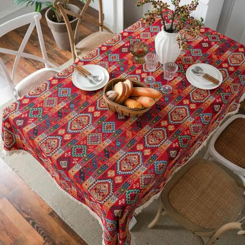 BIHOOA Retro-Tischdecke aus dickem Baumwoll-Leinenstoff, rechteckige Tischdecke für Zuhause, Esstischdekoration, 90 ~ 240 cm von BIHOOA