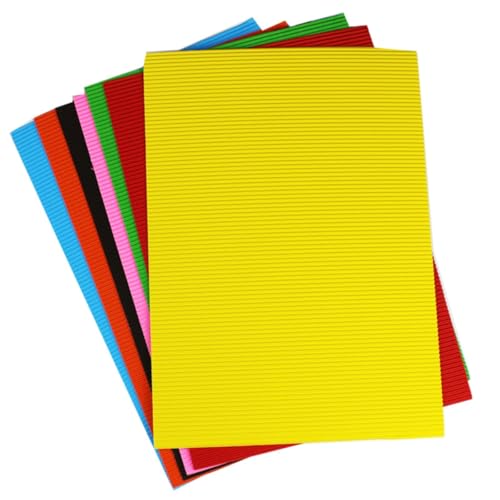 10 Bögen farbige Wellpappbögen, helles Wellpapier, dekoratives Wellpapier für Bastelarbeiten, Schilder, Projekte, 21,6 x 29,5 cm (mehrfarbig, 21,6 x 29 cm) von BIIUVBUL