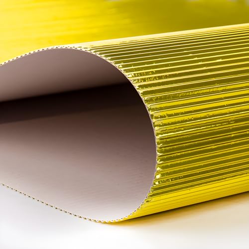 Metallische Wellpappbögen, 8 K, mehrfarbig, für Bastelprojekte, DIY-Schilder, 24,9 x 35,1 cm, Regenbogen-Rillenpapier, geriffelt, geriffelt, gelb, 24,9 x 35,1 cm, 8 K, 10 Bögen Metallische Wellpappbögen, 8 K, mehrfarbig, für Bastelprojekte, DIY-Schilder, 24,9 x 35,1 cm, Regenbogen-Rillenpapier, geriffelt, geriffelt, gelb, 24,9 x 35,1 cm, 8 K, 10 Bögen von BIIUVBUL