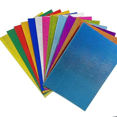 Wellpappenpapier, A4, schimmernder Karton, mehrfarbig, geriffelt, geriffelt, metallisch, für Scrapbooking, Bastelarbeiten, Dekoration, 20,8 x 29,7 cm, 10 Stück Wellpappenpapier, A4, schimmernder Karton, mehrfarbig, geriffelt, geriffelt, metallisch, für Scrapbooking, Bastelarbeiten, Dekoration, 20,8 x 29,7 cm, 10 Stück von BIIUVBUL