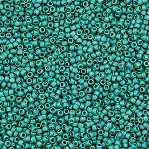 10 gramm TOHO Round Rocailles Seed Beads Japan 11/0 (2.2 mm) Permanent Finish Frosted GalvanizedTurquoise PF578F von BIJOUX COMPONENTS