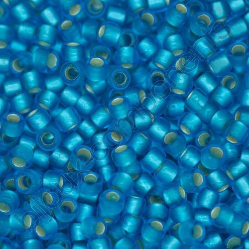 10 gramm TOHO Round Rocailles Seed Beads Japan 11/0 (2.2 mm) Silver Lined Frosted Dark Aqua 23BF von BIJOUX COMPONENTS