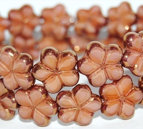 2 stück Table Cut Flower Czech Glass Beads 17 mm Pink Travertin von BIJOUX COMPONENTS