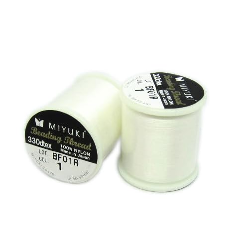 20m Miyuki Nylon Beading Thread Japan, size 0.2 mm (B), White WHT von BIJOUX COMPONENTS
