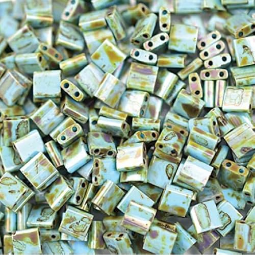 5 g Miyuki 2-hole Beads Japan Glass, size Tila 5 x 5 mm, Picasso Opaque Seafoam Green # 4514 5 g Miyuki 2-hole Beads Japan Glass, size Tila 5 x 5 mm, Picasso Opaque Seafoam Green # 4514 von BIJOUX COMPONENTS