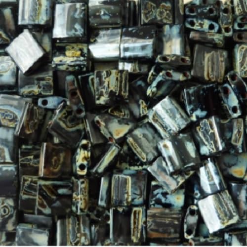 5 g Miyuki 2-hole Beads Japan Glass, size Tila 5 x 5 mm, Picasso Opaque Smoky Black # 4511 5 g Miyuki 2-hole Beads Japan Glass, size Tila 5 x 5 mm, Picasso Opaque Smoky Black # 4511 von BIJOUX COMPONENTS