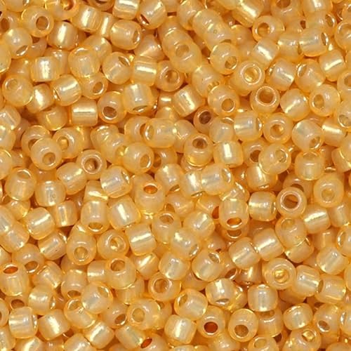 5 g TOHO Round Seed Beads Rocailles Japan Glass, size 15/0, Silver-Lined Milky Lt.Topaz # 2110 von BIJOUX COMPONENTS