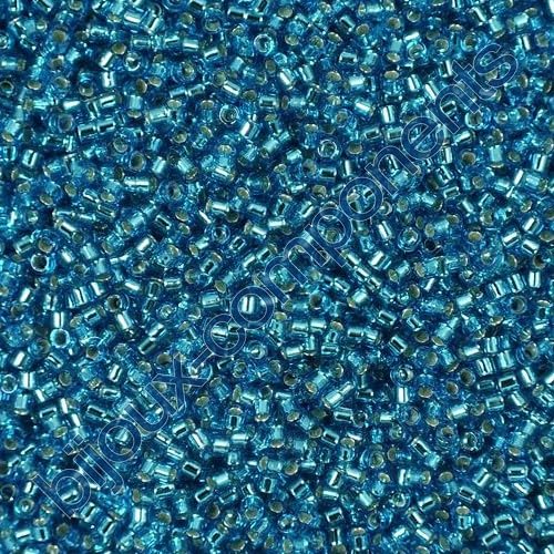 5 grams 11/0 (1.6 mm) Miyuki Delica Silver Lined Capri Blue size1,6 mm von BIJOUX COMPONENTS