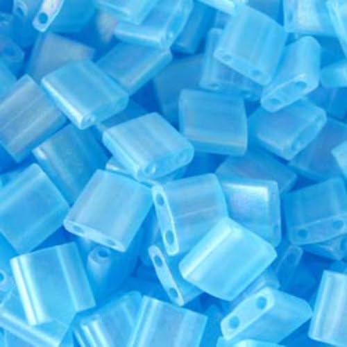 5g Miyuki Tila Perlen verfilzt hellblau ab, 5x5 mm (Matted Light Blue AB) von BIJOUX COMPONENTS