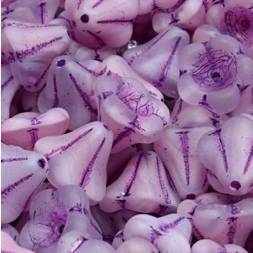 6 stück Glass beads Pressed - flowers, bells, purple 11 x 13 mm purple 731/54326 von BIJOUX COMPONENTS
