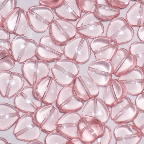 60 stück Gentle Czech Glass Beads Heart 10 mm Transparent Pink 45019 von BIJOUX COMPONENTS