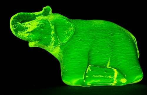 Unique uranium glass hand made decoration - elephant, size 30x99x59mm, Czech Bohemian Glass, 1 pc Unique uranium glass hand made decoration - elephant, size 30x99x59mm, Czech Bohemian Glass, 1 pc von BIJOUX COMPONENTS